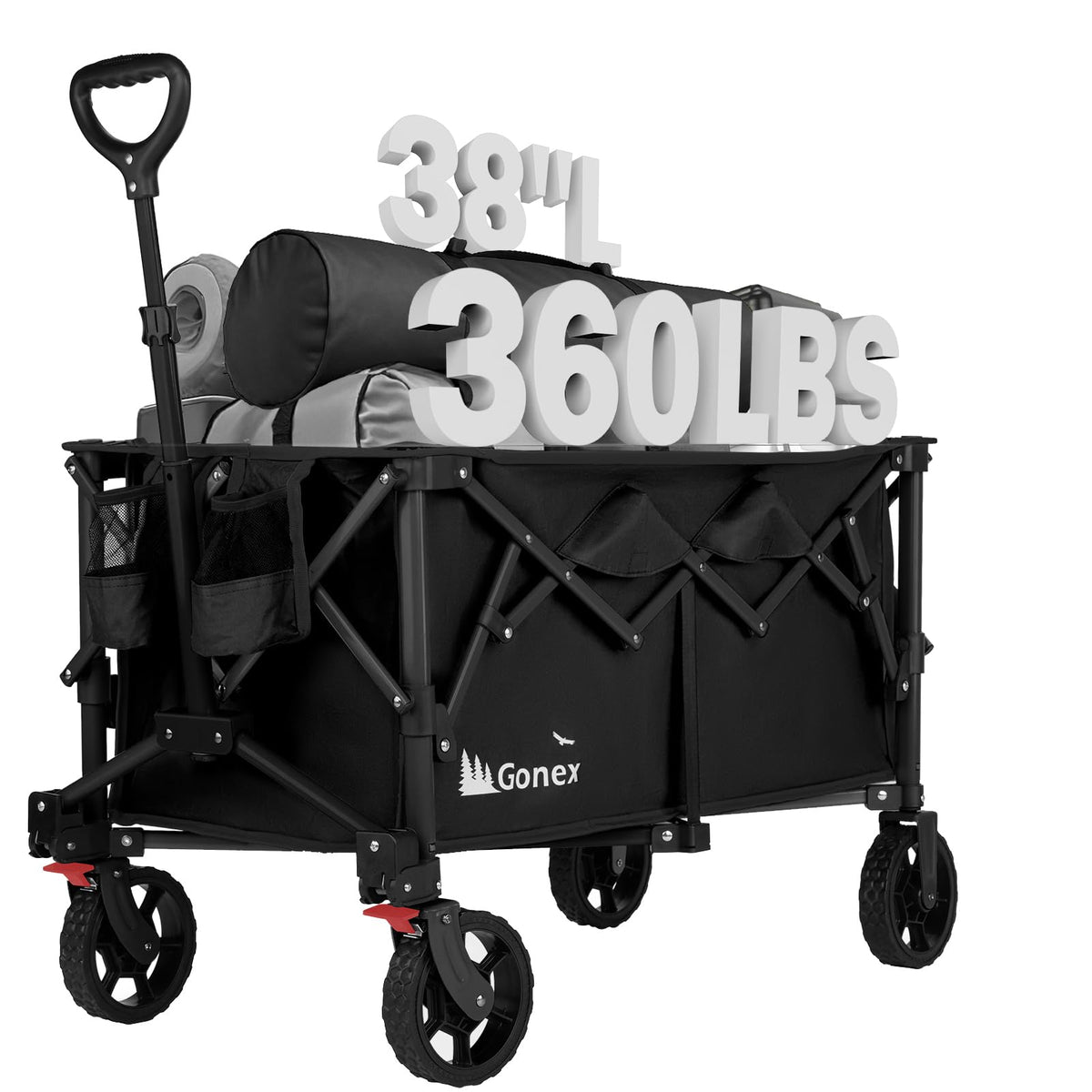 Gonex collapsible wagon 38-inch length carries groceries and gear with ease.