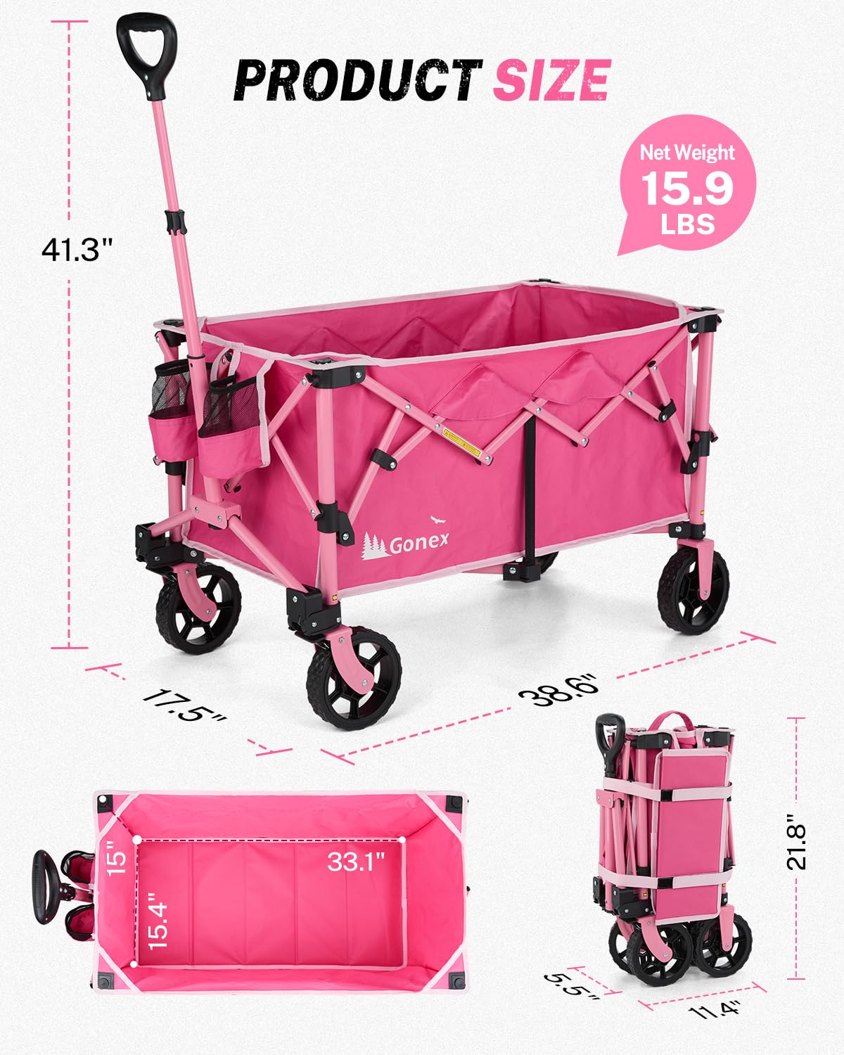 Gonex wagon highlights 220L storage capacity for groceries and gear