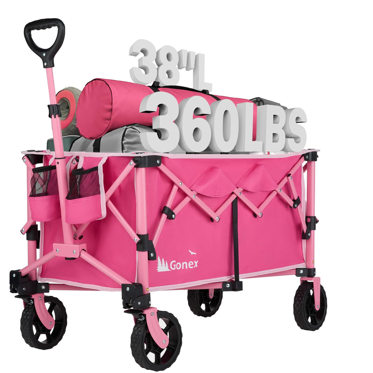 Gonex 38in folding wagon compact form shown for easy storage and transport