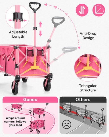 Gonex wagon folded size demonstrated for portable travel and storage