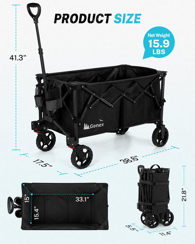 Gonex wagon in compact folded form for easy transport and storage.