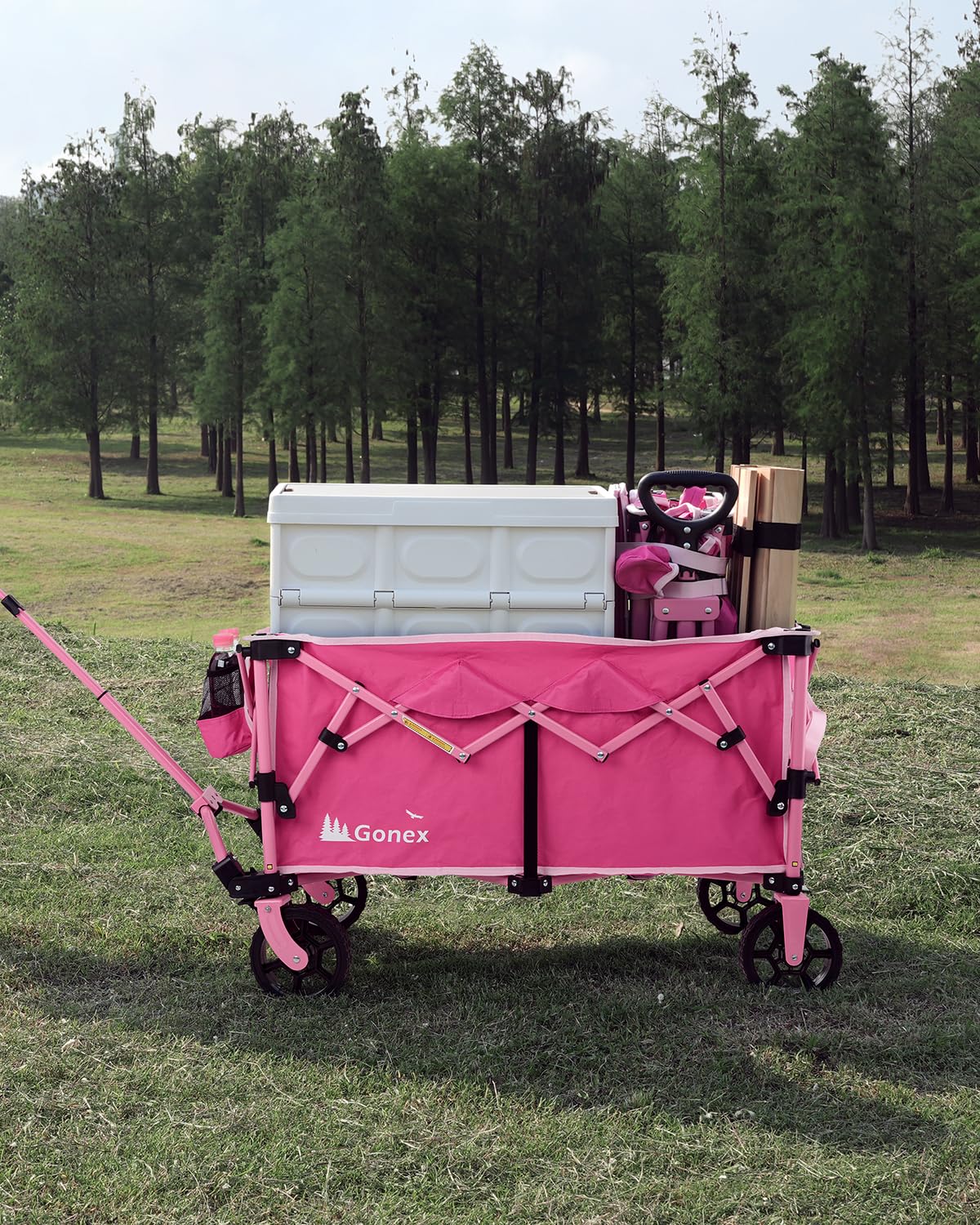 Gonex wagon ideal for camping, shopping, and outdoor chores on various surfaces