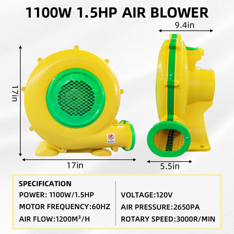 GONFLABLE blower side view shows compact design for storage.