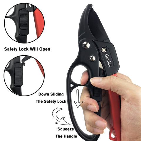 Gonicc anvil groove design shears aiding clean cuts on dry stems