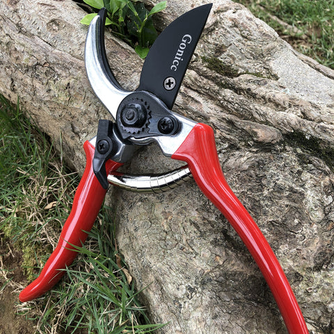 Gonicc bypass pruning shears cutting action in garden work