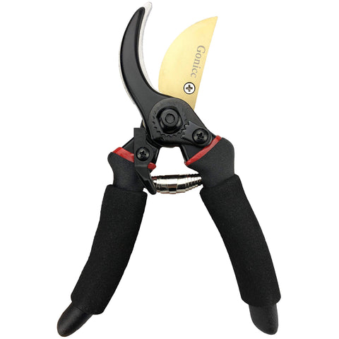 Gonicc pruner with ergonomic aluminum handle and PVC wrap for comfortable grip.