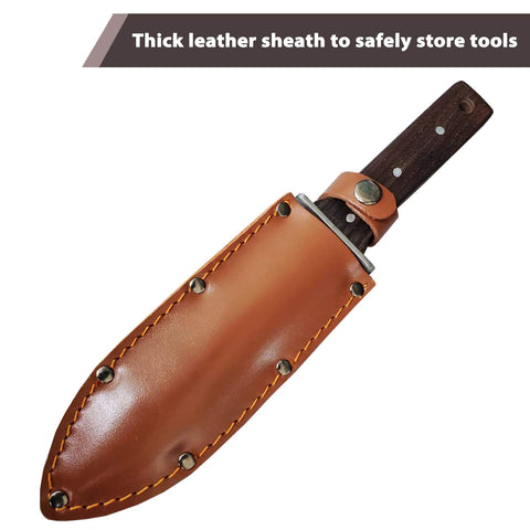 Gonic leather sheath with hang hole for easy storage.