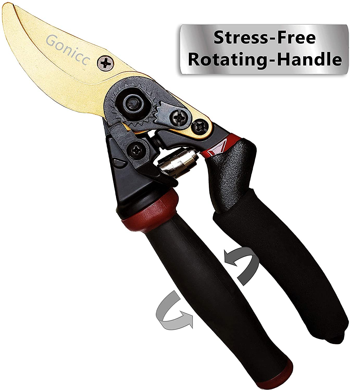 Gonicc rotating handle demonstrated for natural cutting motion reducing wrist fatigue