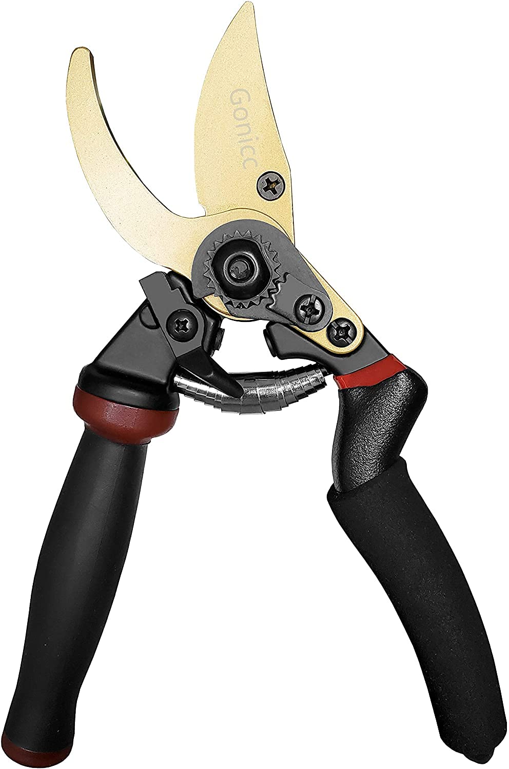 Gonicc titanium-coated blade scene emphasizes corrosion resistance and easy cleaning