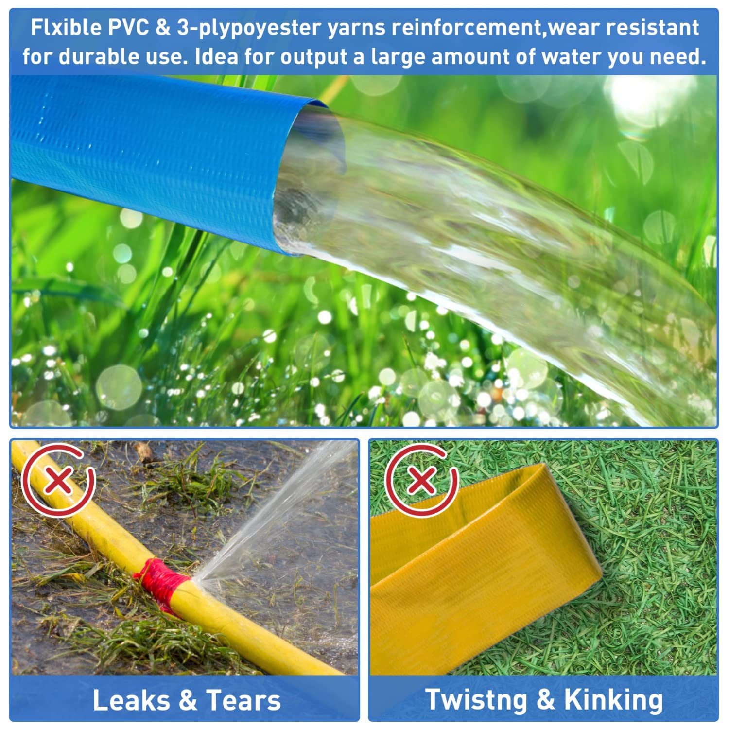 Gonioa reinforced PVC hose reliable discharge for pool maintenance tasks
