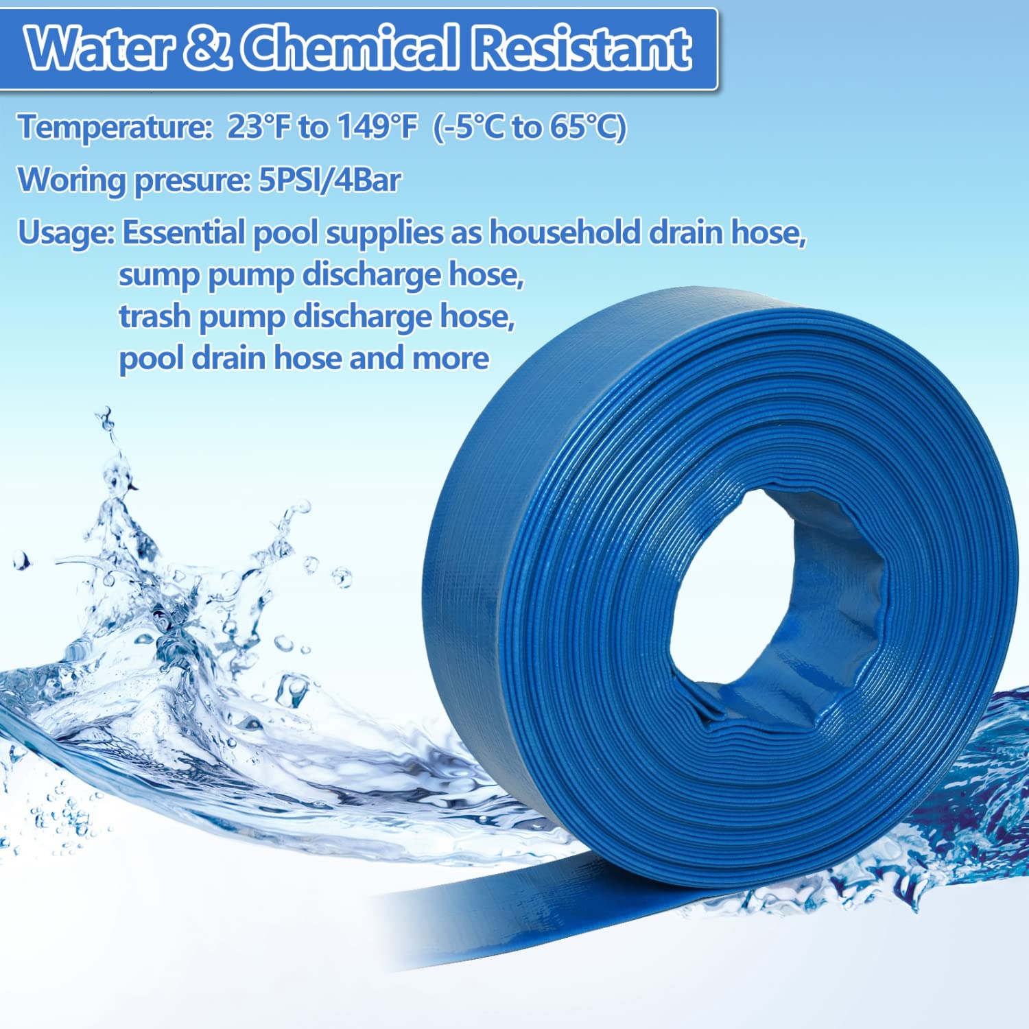 Gonioa backwash hose with clamps easy installation on standard fittings