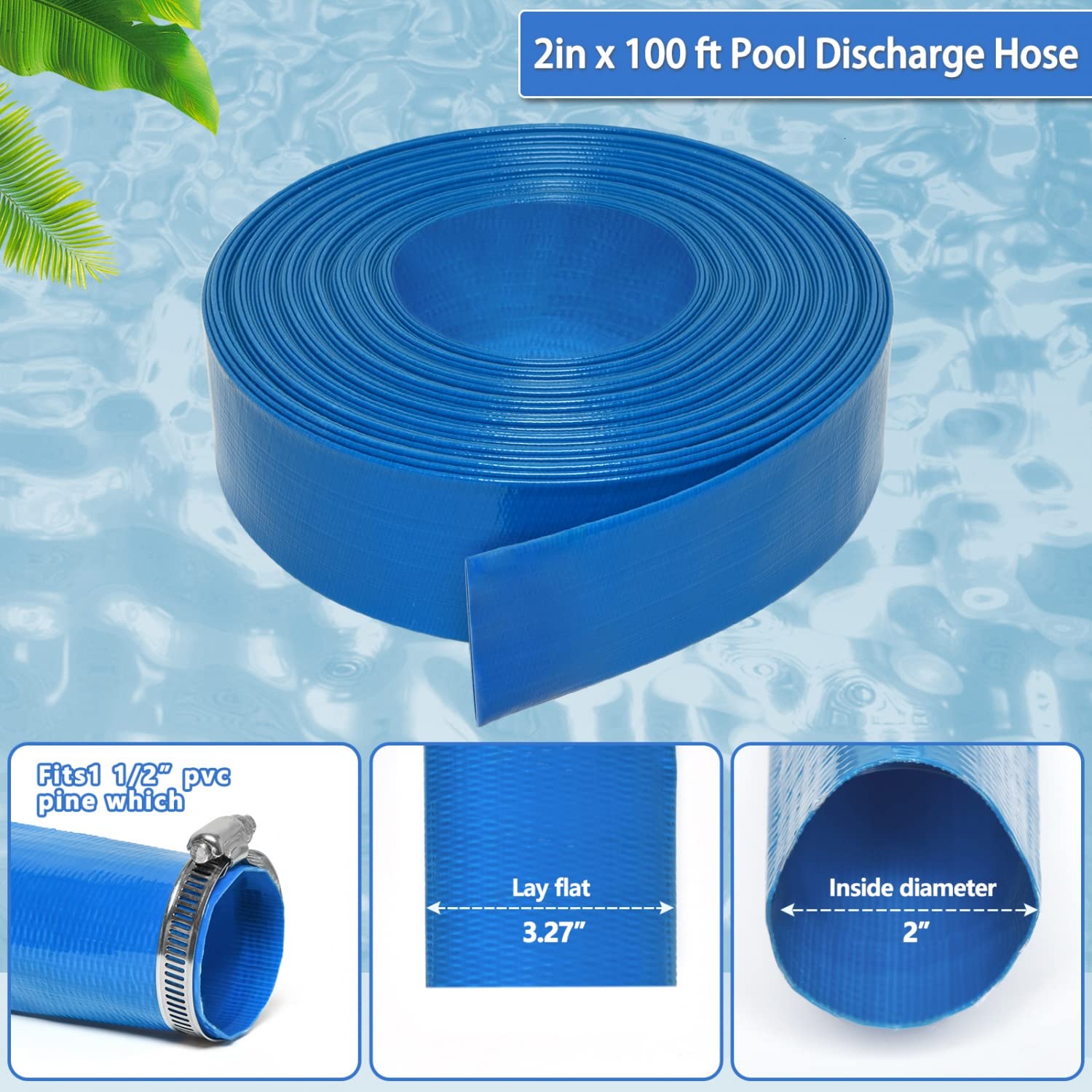 Gonioa backwash hose rolled flat convenient storage when not in use