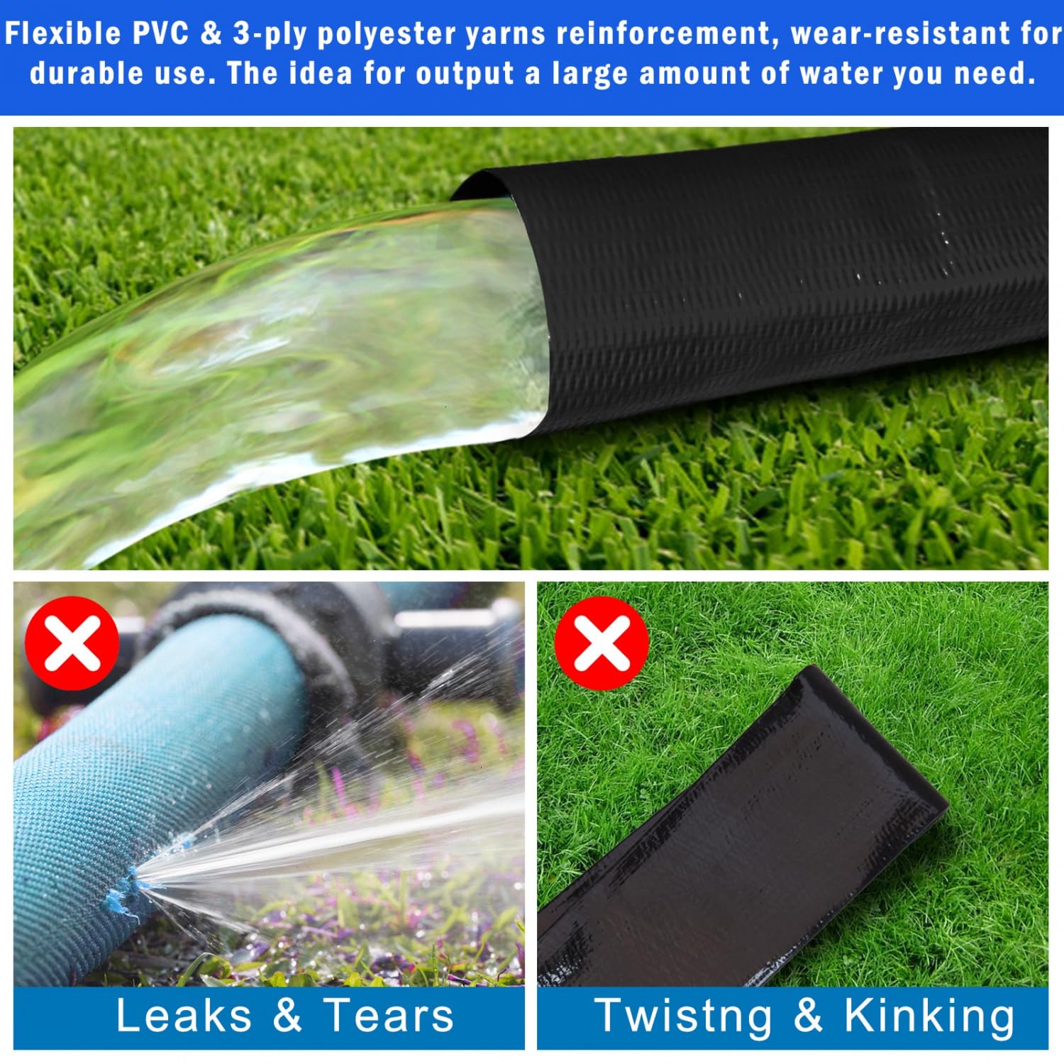 Gonioa easy-install hose with stainless clamps and simple storage.