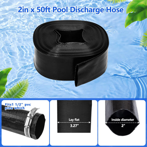 Gonioa heavy-duty pool discharge hose with clamps for secure connections.