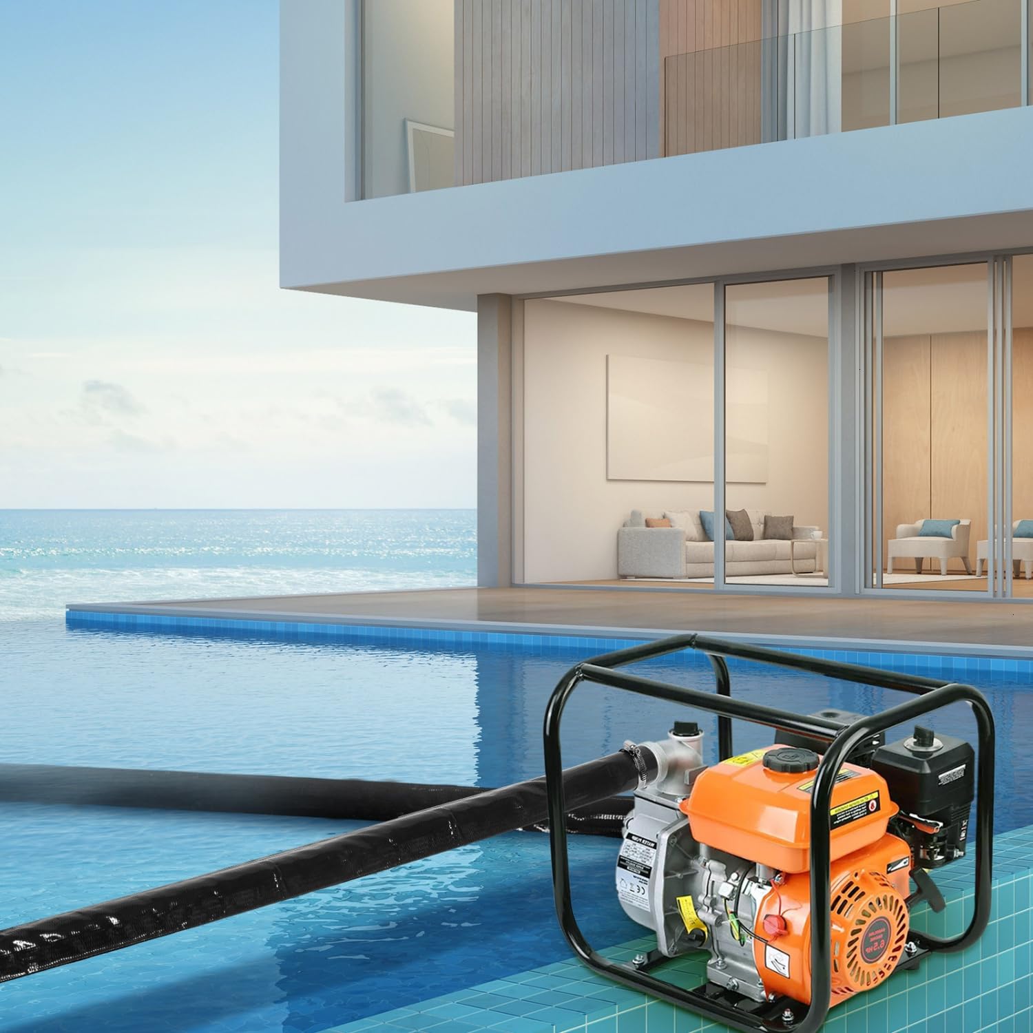 Gonioa large water output hose suitable for high-volume backwashing.