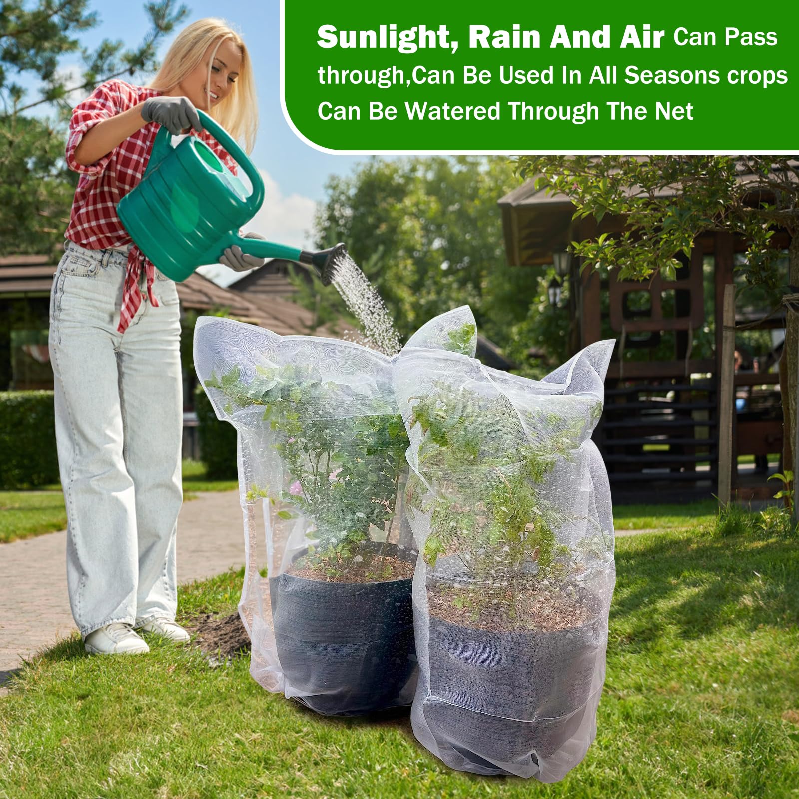 GonLei drawstring garden netting fixed to plant branches