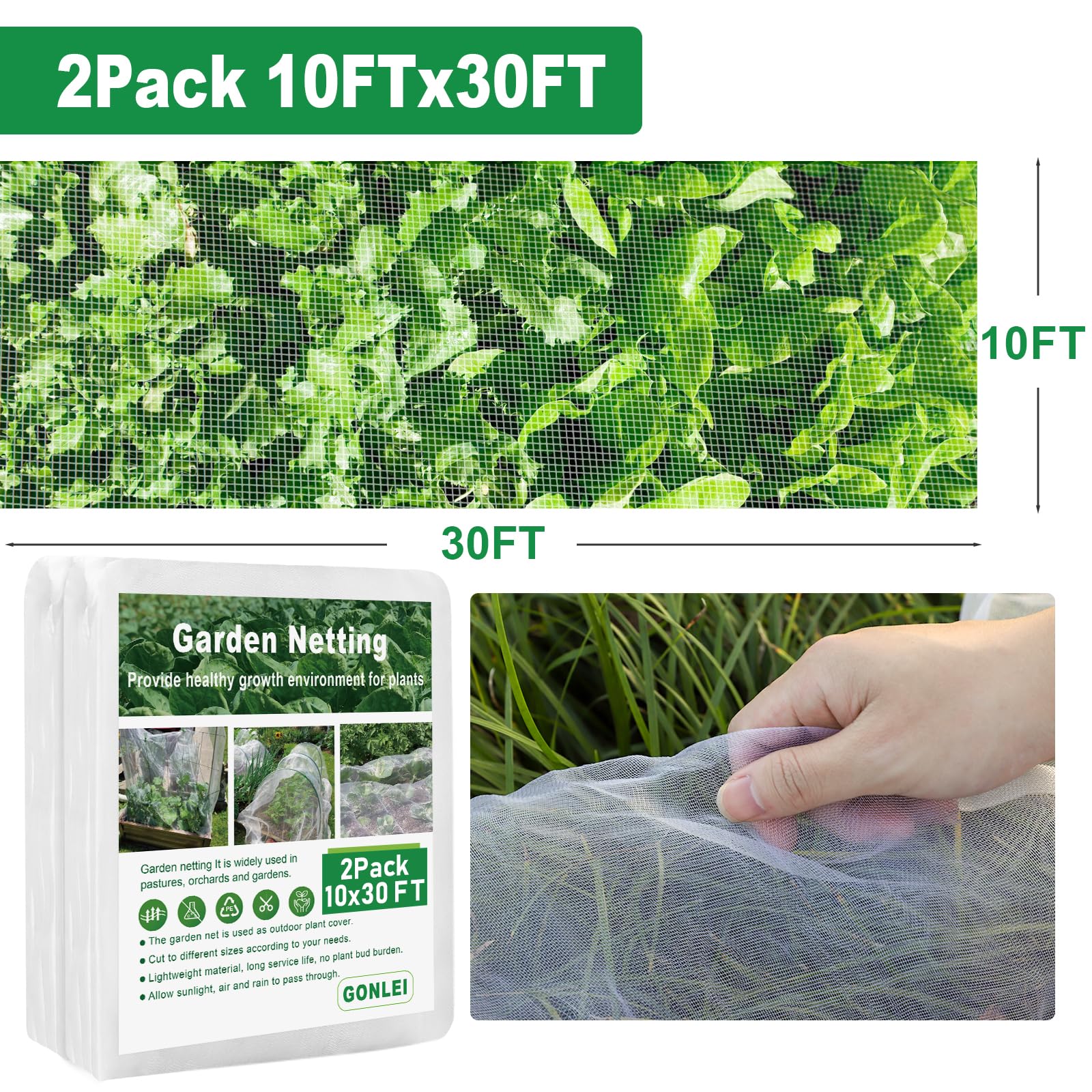 GonLei netting secured with stones safely covers garden edges