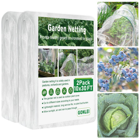 GonLei garden netting on bed protects plants while letting sunlight through
