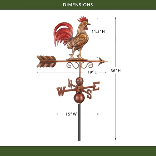 Good Directions Bantam copper patina hand-finished weathervane adds lasting outdoor charm