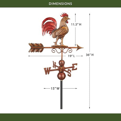 Good Directions Bantam copper patina hand-finished weathervane adds lasting outdoor charm