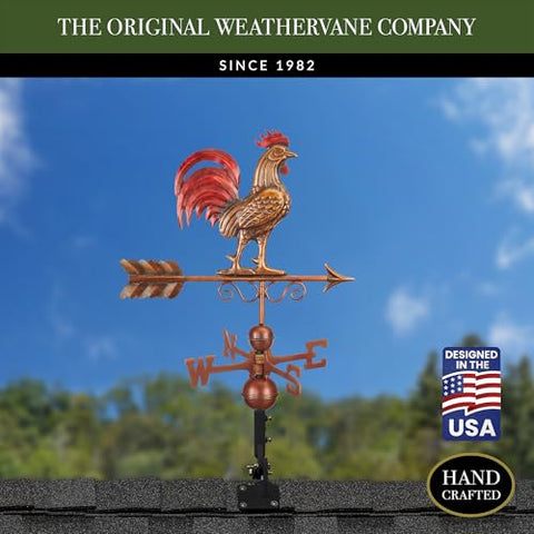 Good Directions Bantam red rooster weathervane rotation demonstrates smooth wind performance