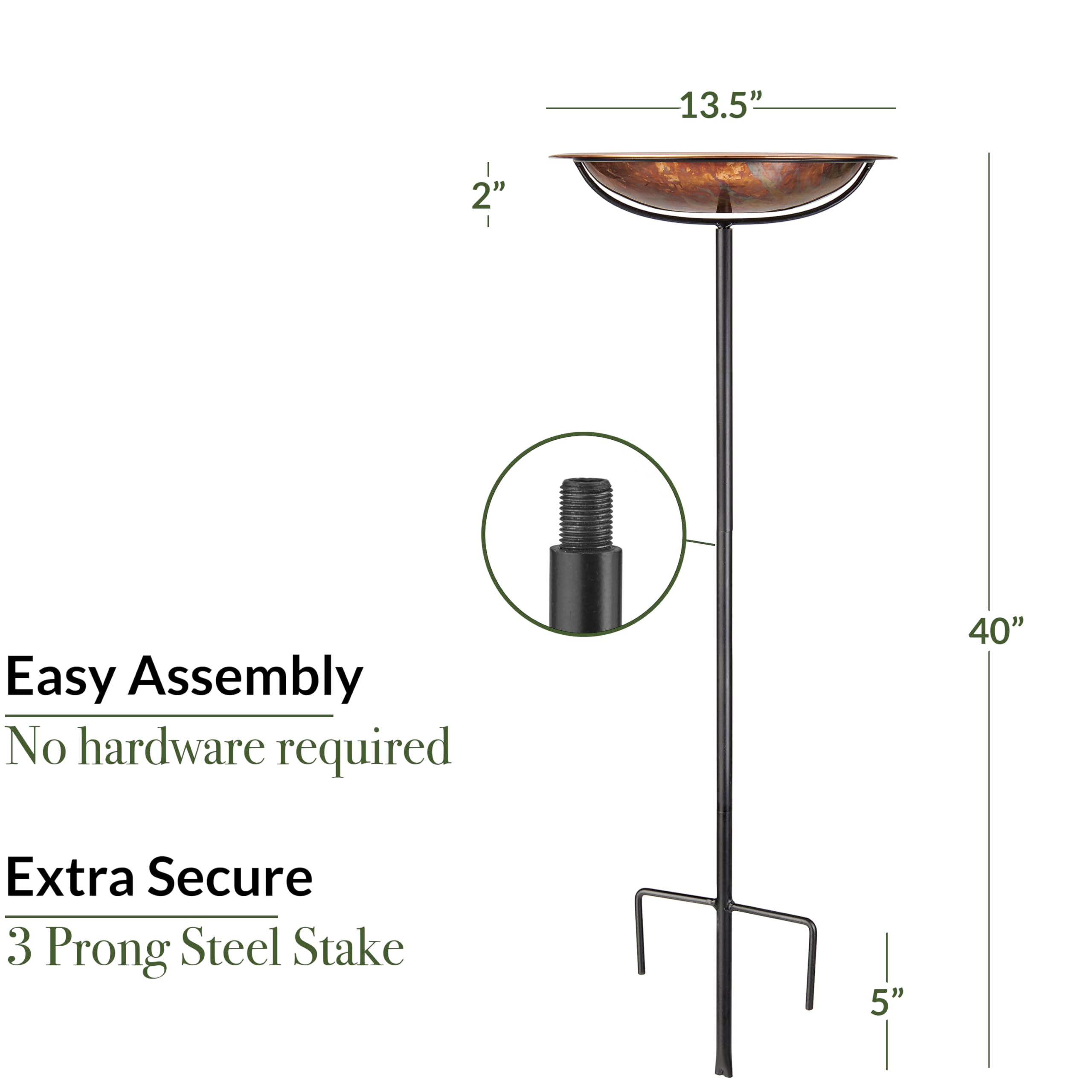 Good Directions garden pole threaded stability reduces wobble.