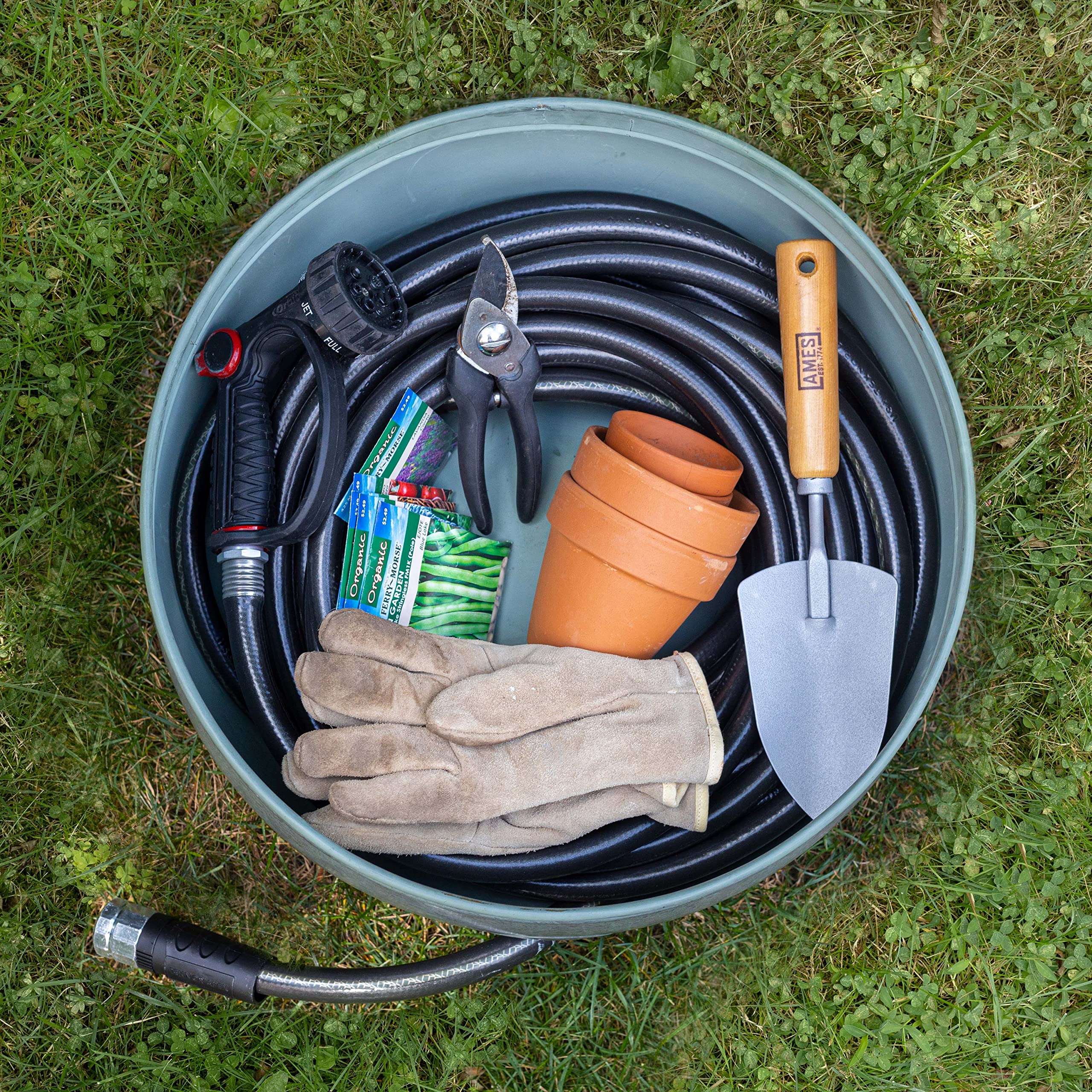 Blue Verde finish evokes aged copper on a durable steel pot.