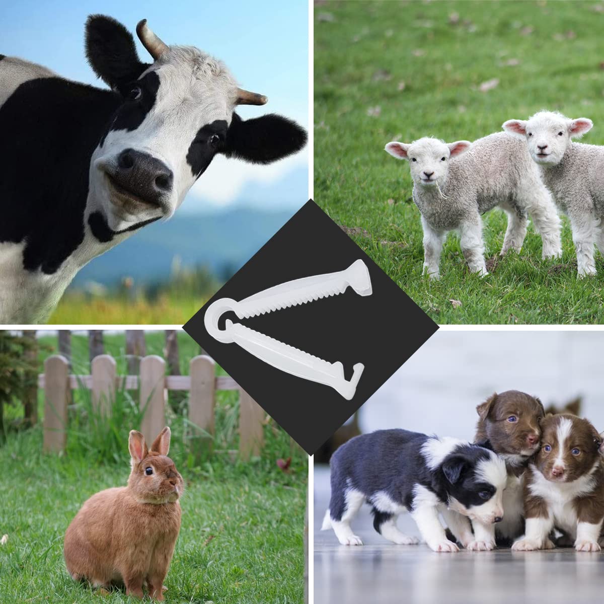 Good News white umbilical clamp for clean handling during birth.