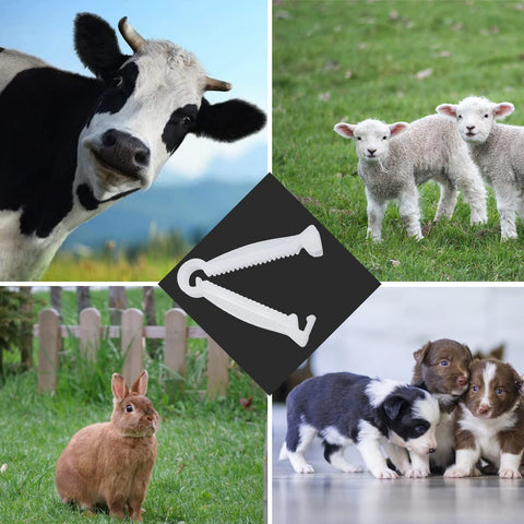 Good News white umbilical clamp for clean handling during birth.