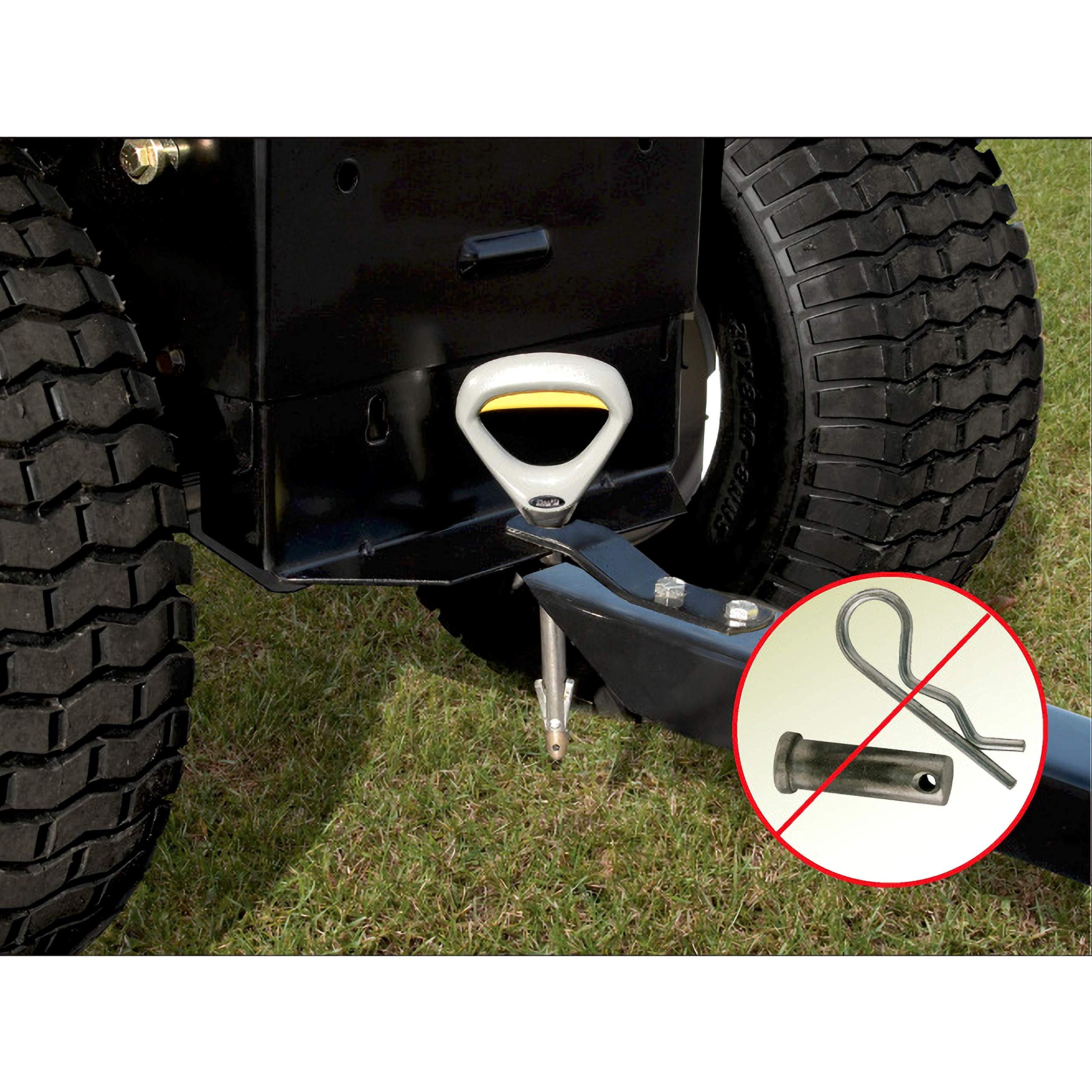 Close-up of Good Vibrations auto-lock hitch pin demonstrating quick attachment