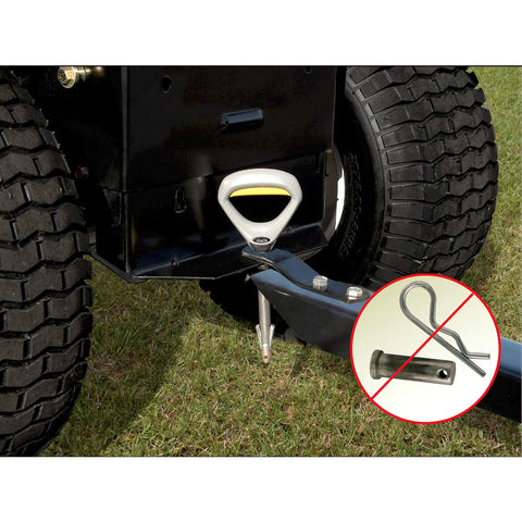 Close-up of Good Vibrations auto-lock hitch pin demonstrating quick attachment