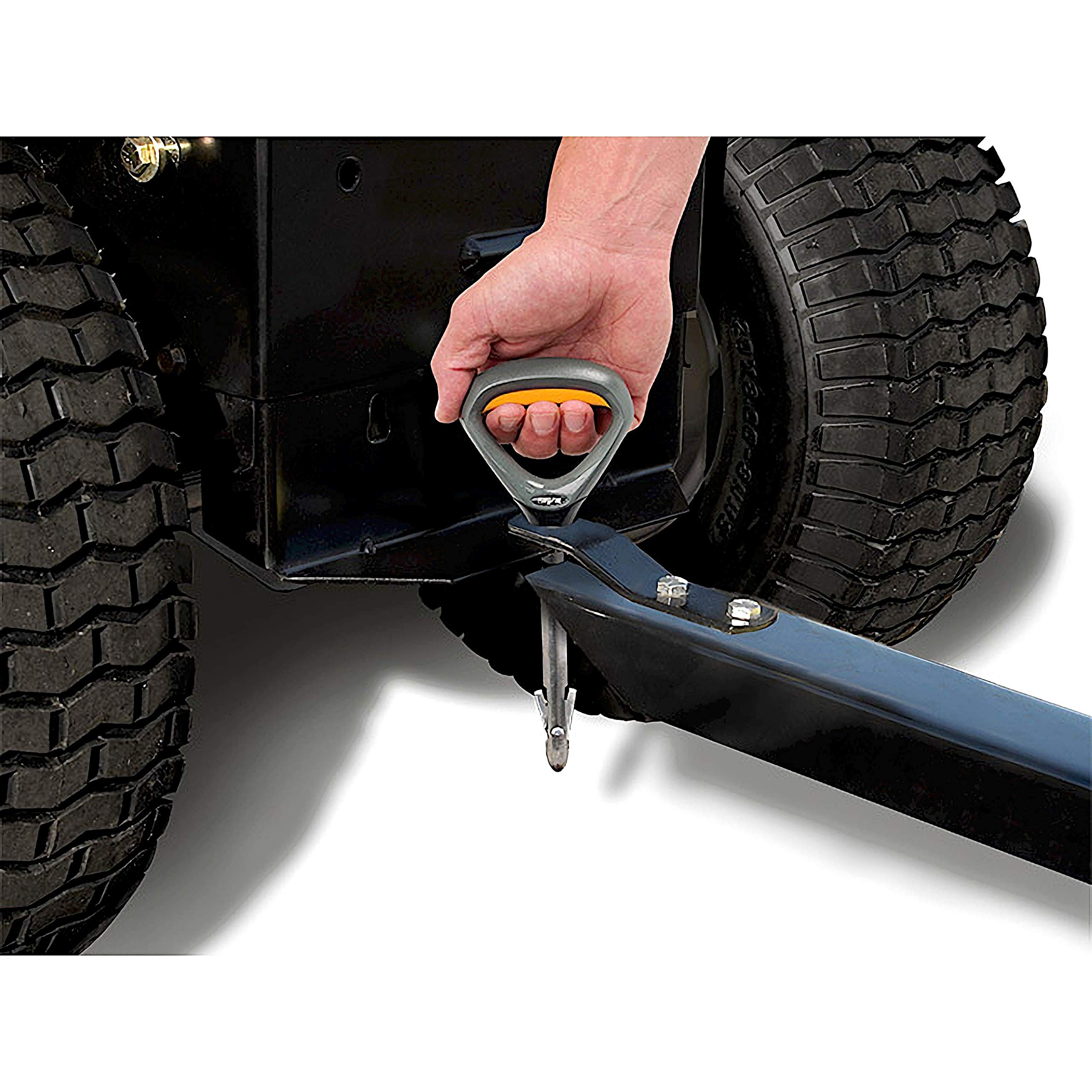 Heavy-duty magnetic hitch pin close-up showing durable, weatherproof build