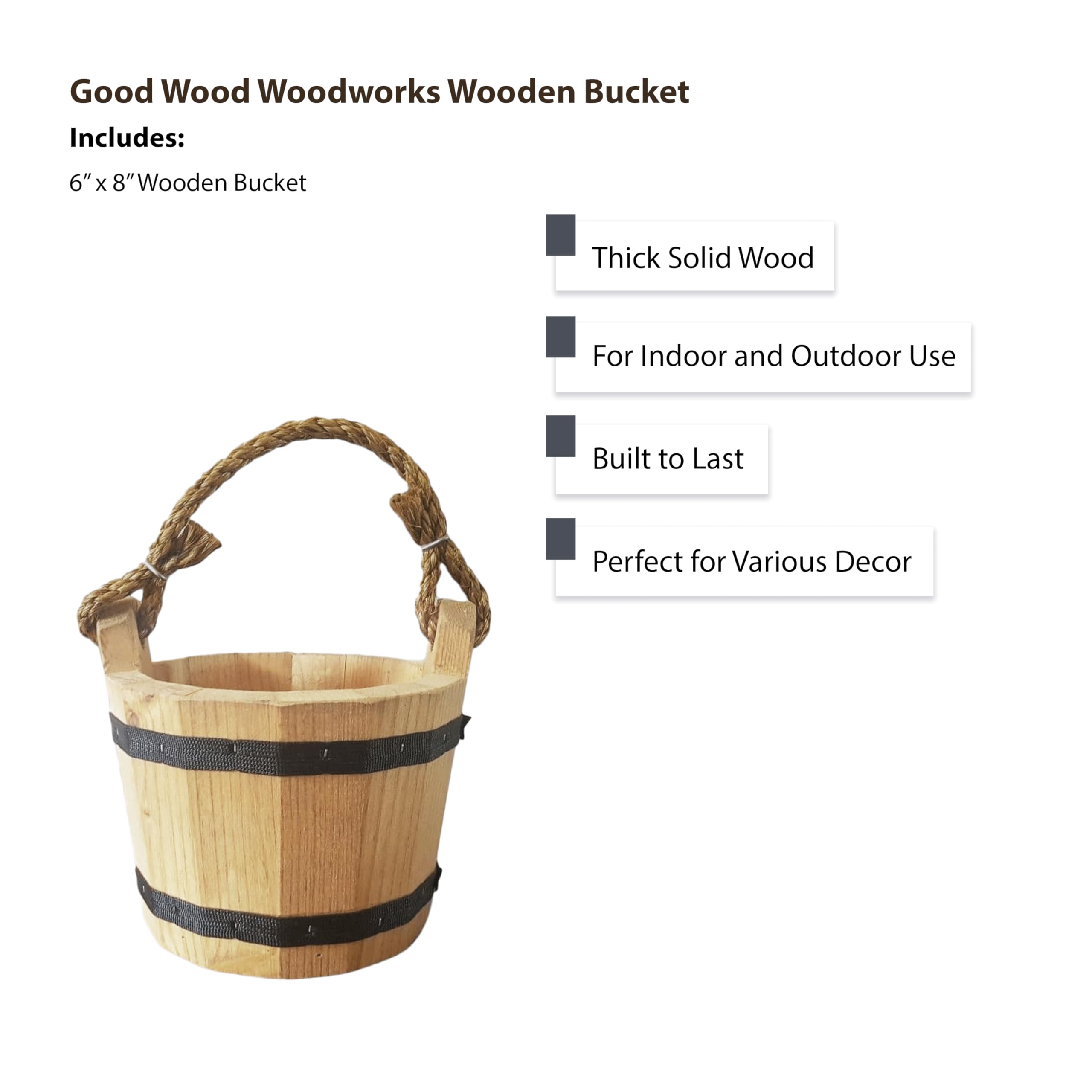 Good Wood central hole decorative wishing well bucket