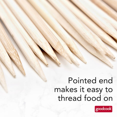 Single-point ends on GoodCook skewers simplify loading and handling.
