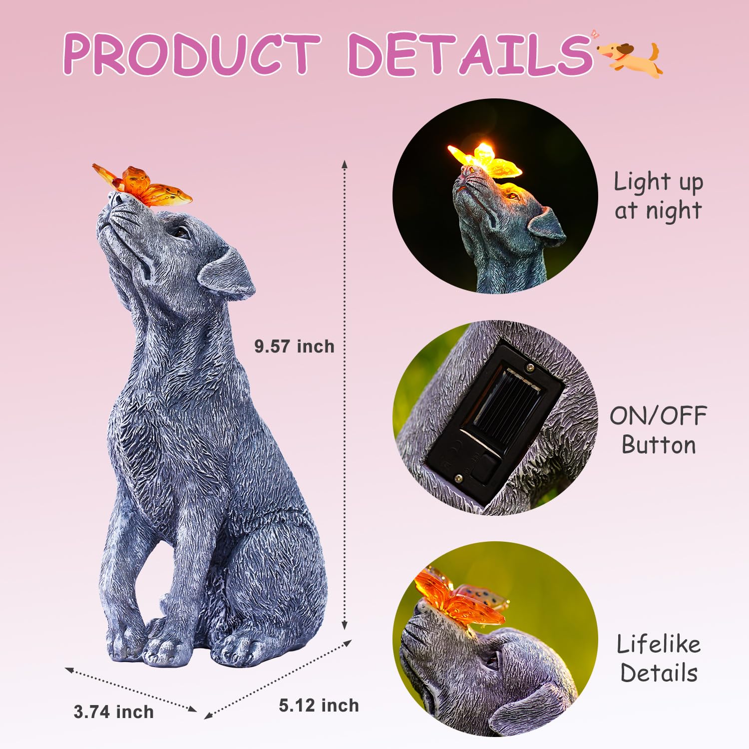Goodeco detailed lifelike dog statue enhances outdoor spaces with realistic texture.