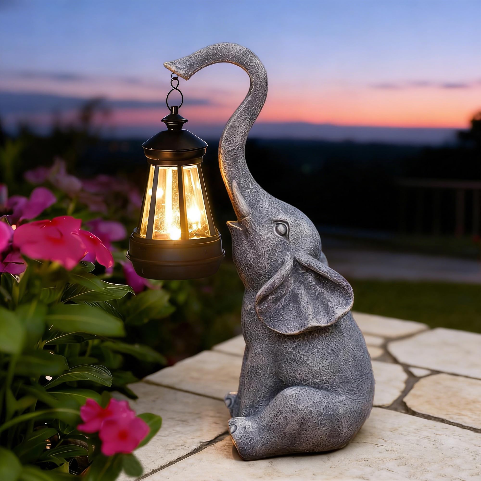 Goodeco Elephant Statue garden – serene East Asian charm and warmth.