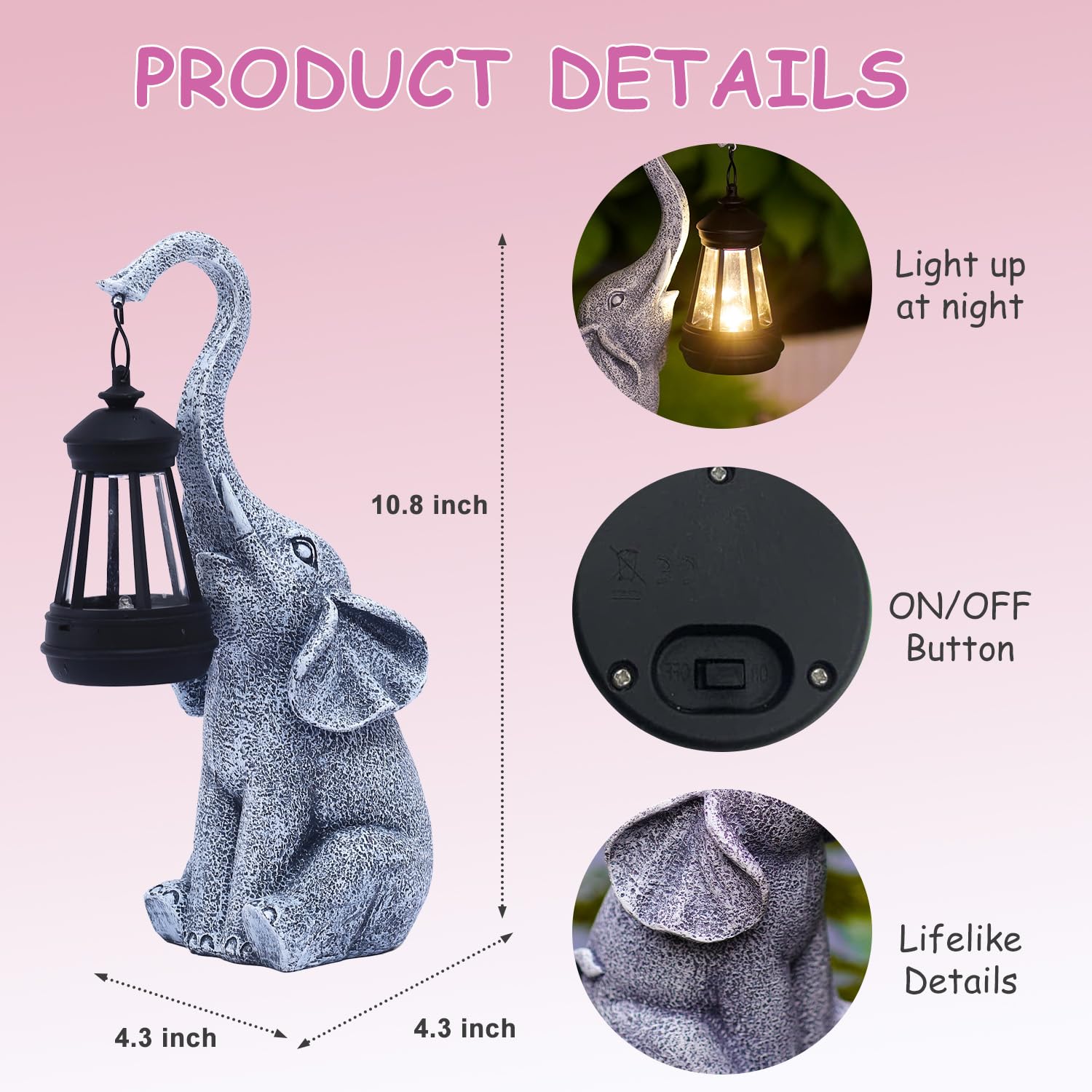 Goodeco Elephant Statue IP44 weatherproof design withstands rain and shine.