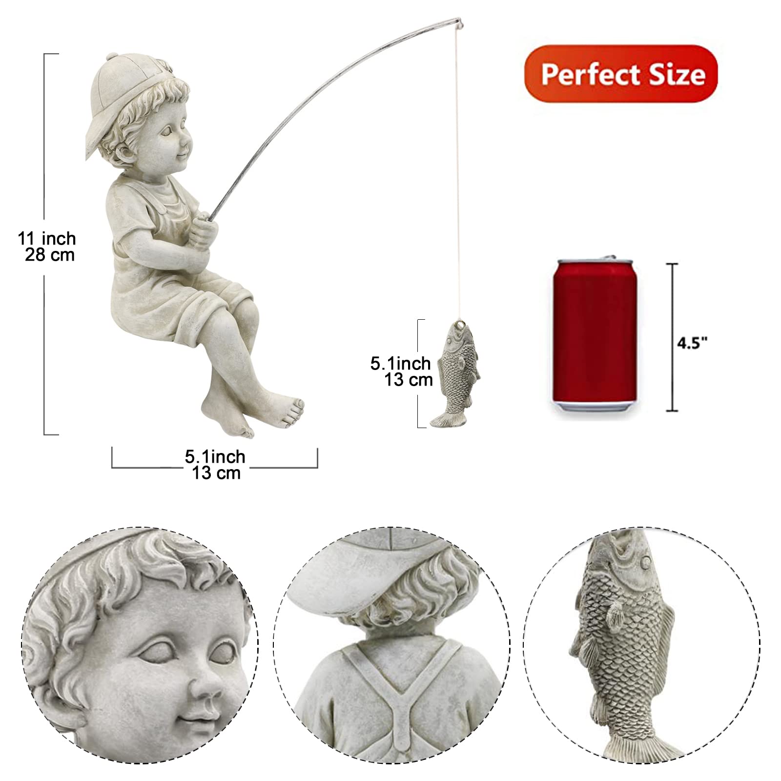 Goodeco Fisherboy hand-painted antique finish enhances outdoor decor
