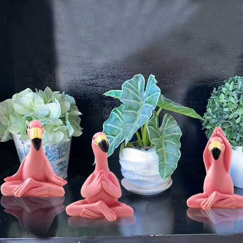 Goodeco flamingo trio home decor gift for gardens or miniature scenes.