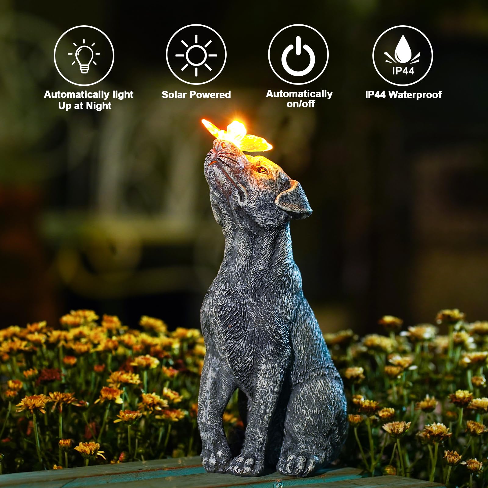 Goodeco gift-ready dog garden statue suits birthdays and housewarmings.