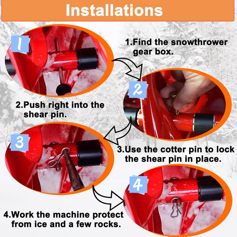 Goodffy easy-install snowblower pin kit showing simple push and lock action