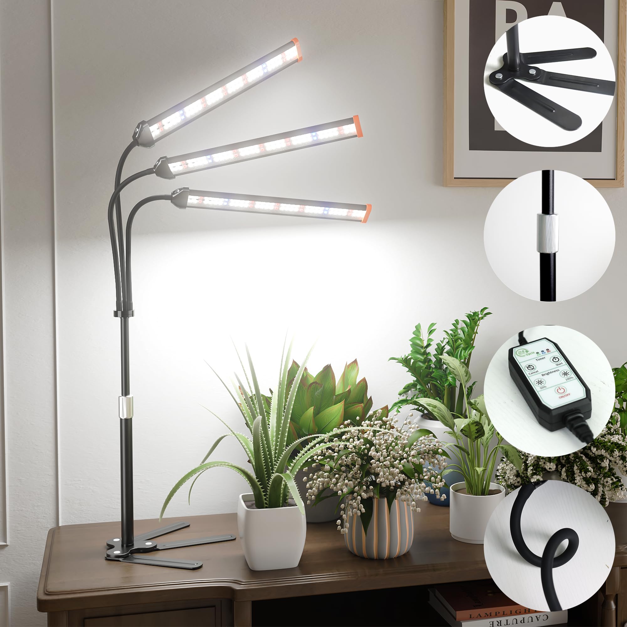 GooingTop Grow Light dimmable timer enables customized schedules for plant care.