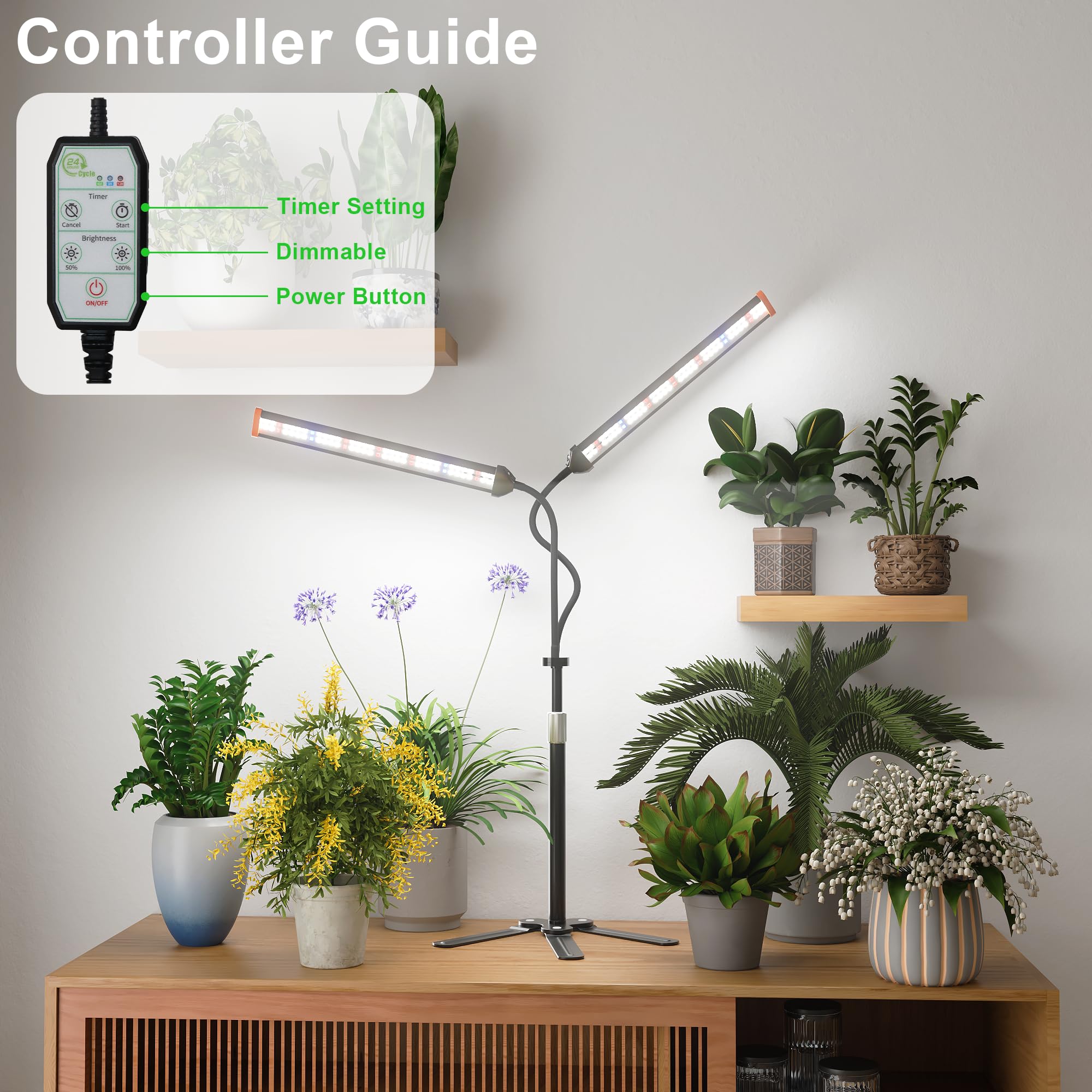 GooingTop full-spectrum LED array provides vibrant indoor plant growth