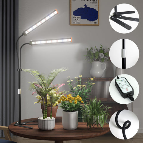 Flexible gooseneck allows precise lighting angles for plants