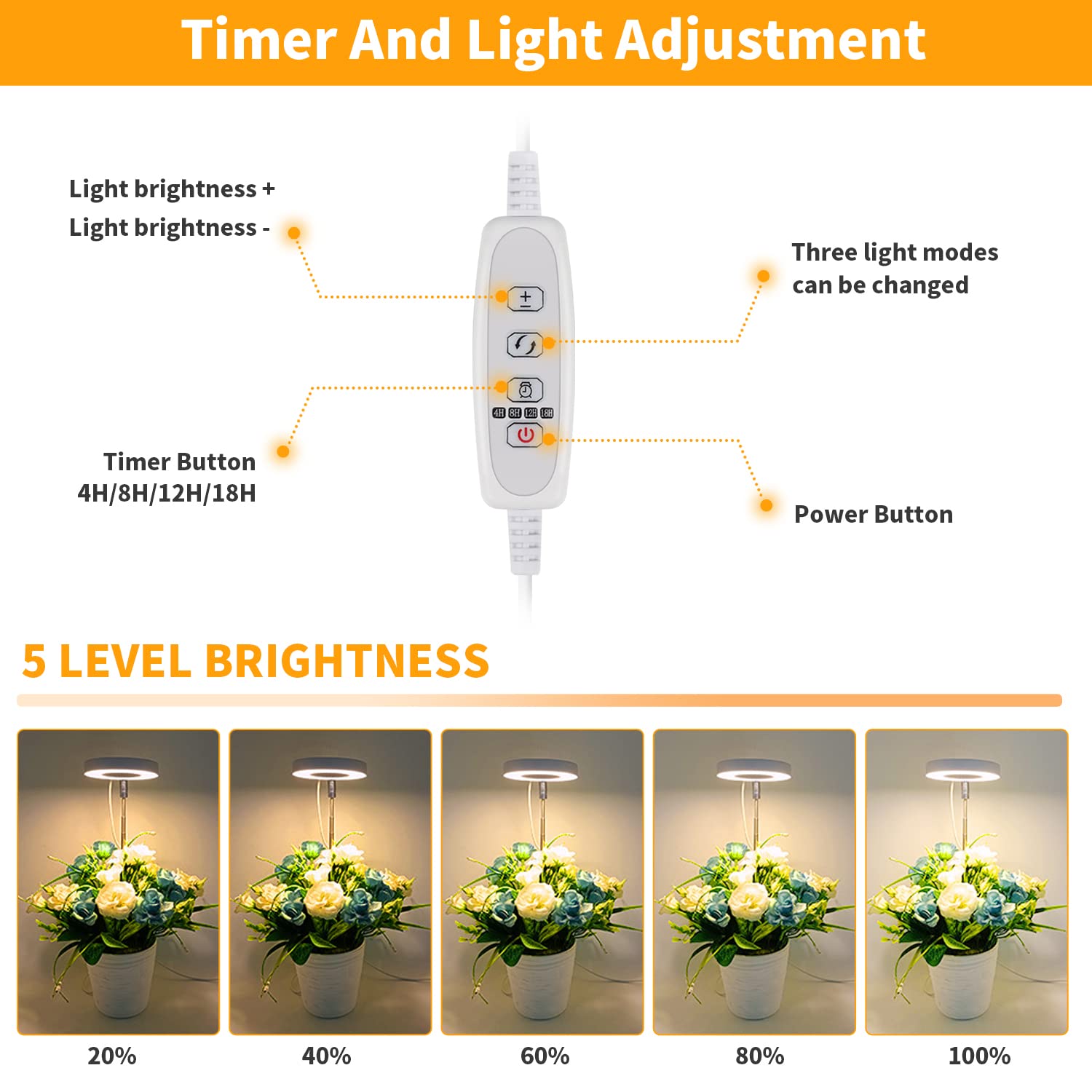 GooingTop LED grow light easy install sticks into soil without tools.