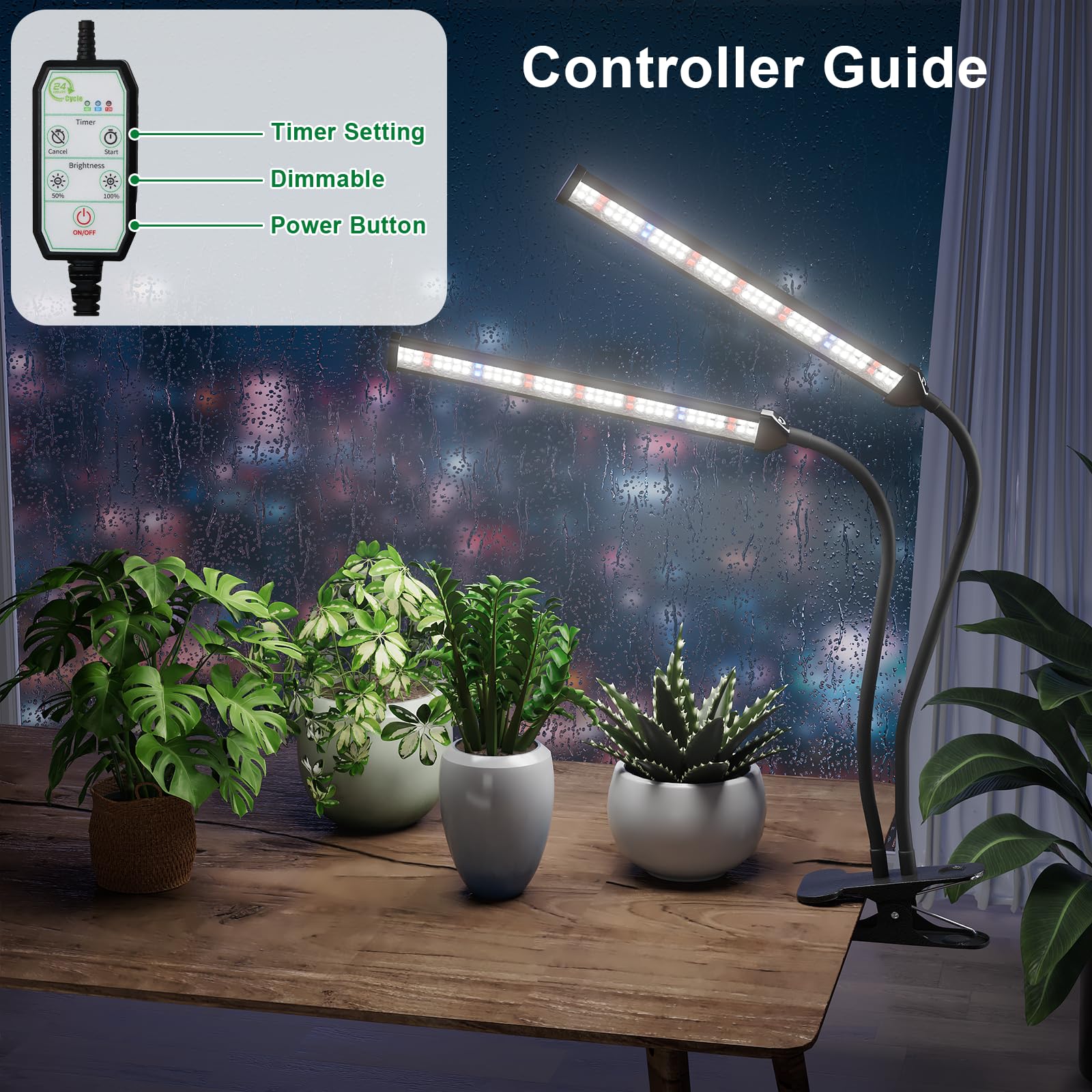 GooingTop LED plant light blends red and blue spectrum for healthy growth stages.