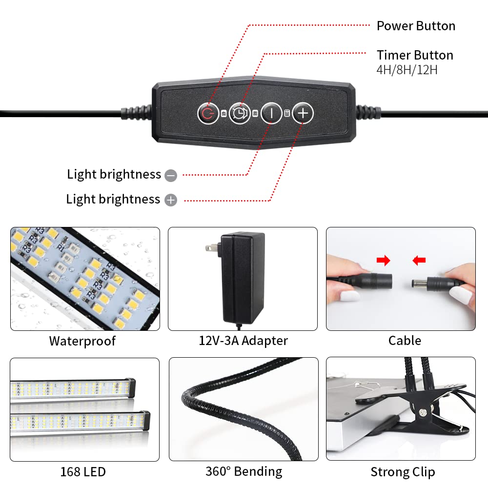 GooingTop timer feature automates light cycles for seedlings.