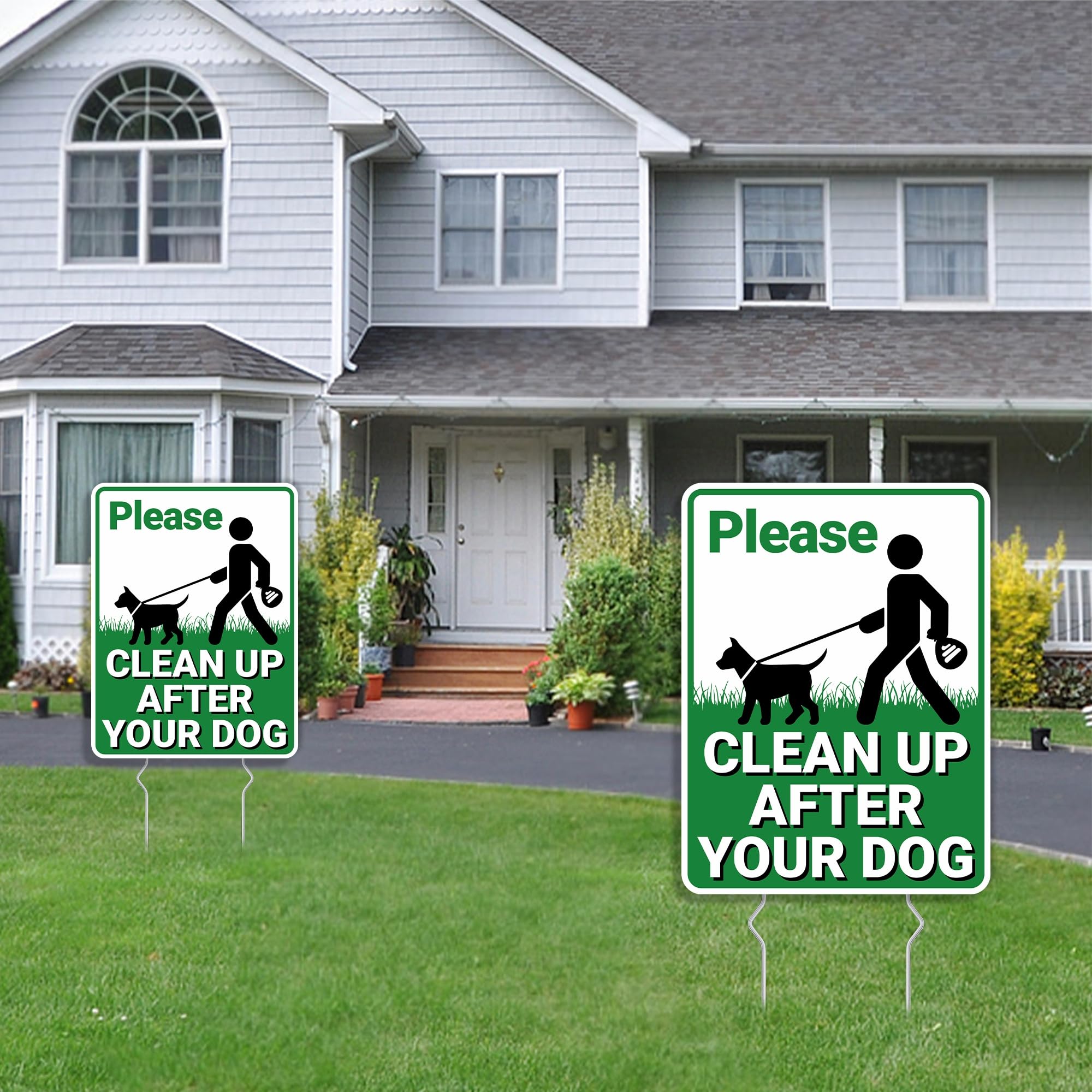 Goolife double-sided dog sign offers clear view from every direction.