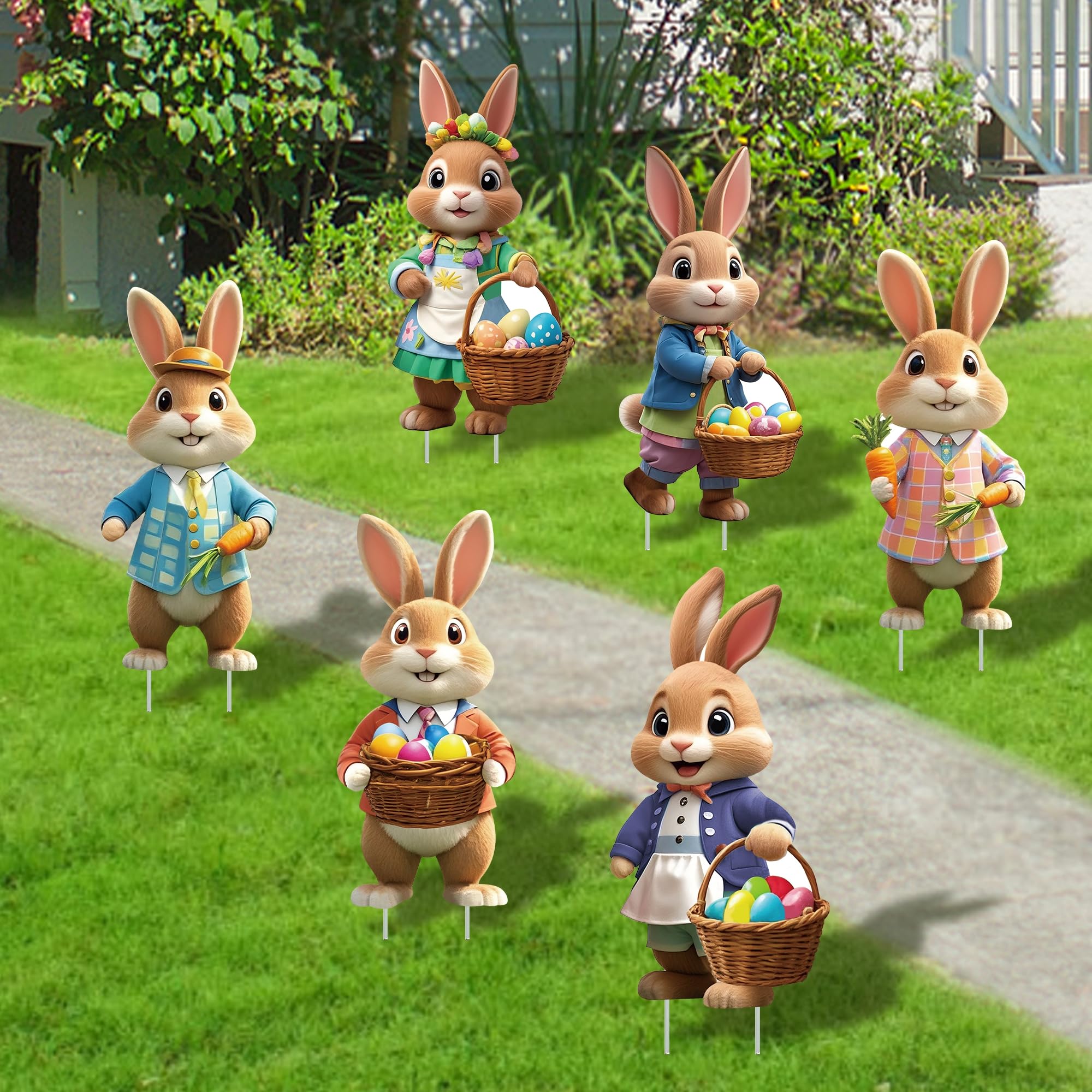 Goolife Easter bunny stakes rise 15 inches for sturdy outdoor display.
