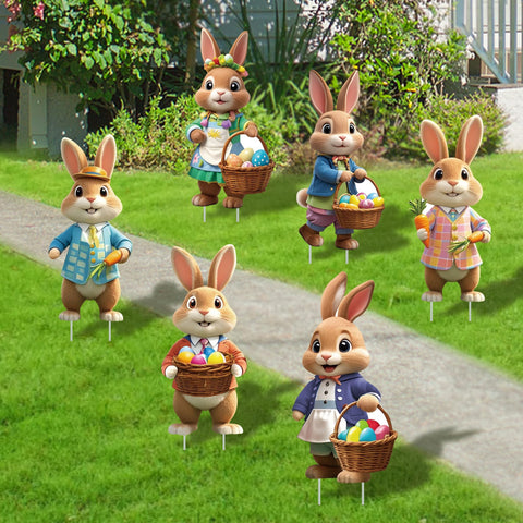 Goolife Easter bunny stakes rise 15 inches for sturdy outdoor display.